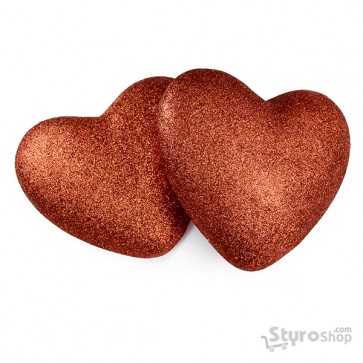 Pack of 6 - Styro 3D Hearts Red & White