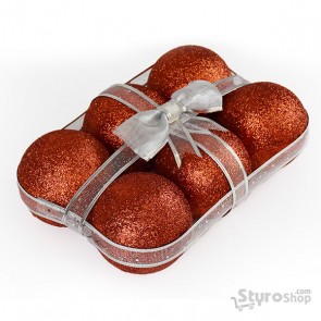 Pack of 6 - Styro 10cm Balls Red & White